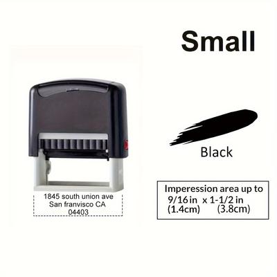 TEMU Customized Product: Large Return Address With Custom Content - Up To - Self-inking Rubber Stamp - Online Customization, In Red, Black, Blue, Green, And Purple Ink Pads.