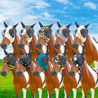 10pcs Horse Fly Masks, Soft And High Elasticity Comfort Fit With Ears, Breathable Equine Face Mask, Lycra Stretchable Horse Riding Supplies, Size Full (l)