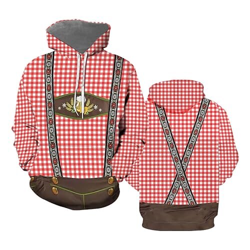 Oktoberfestbier Kapuzenshirt Lederhosen 3D Vordertasche Grafik Für Herren Erwachsene Karneval Oktoberfestbier 3D-Druck Party Urlaub