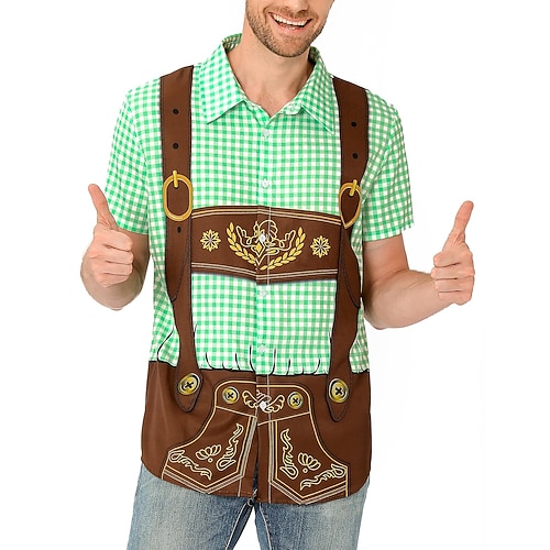 Oktoberfest Lederhosen-Print Hawaii-Hemden Aloha-Hemd Grafik Für Herren Erwachsene Karneval Oktoberfestbier 3D-Druck Urlaub Party