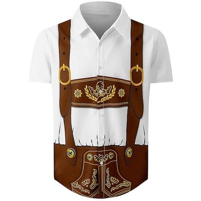Oktoberfestbier Bluse / Hemd Lederhosen Grafik Für Herren Erwachsene Karneval Oktoberfestbier 3D-Druck Party Urlaub Image