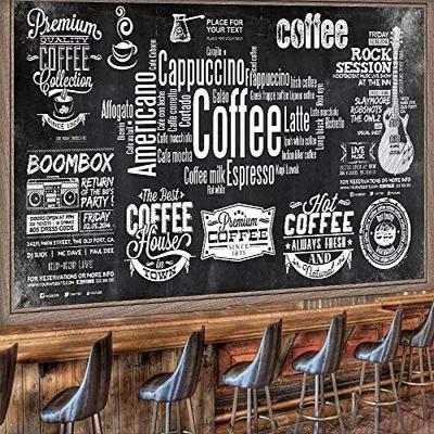 Coffee Cafe Mural Wallpaper Wall Sticker Covering Print Peel and Stick Self Adhesive Removable for Coffee Cafe Blackboard Canvas Home Décor Multiple Size