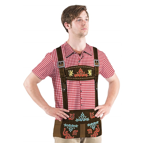 Oktoberfestbier T-Shirt-Ärmel Lederhosen Grafik Für Herren Erwachsene Karneval Oktoberfestbier 3D-Druck Party Urlaub