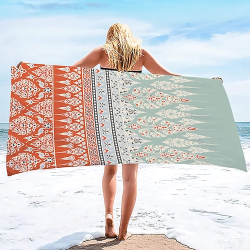 Strandtuch, 100 % Mikrofaser, Mandala-Serie, übergroßes Strandtuch, 88,9 x 177,8 cm, großes Badetuch für Teenager und Erwachsene, schnelltrocknend, saugfähig, weich, vielseitig für Reisen, Bad und Image