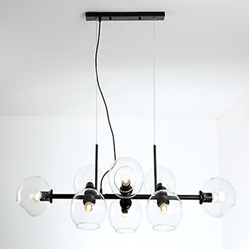 LED Pendelleuchte Insel Licht schwarz Bronze Kupfer moderne nordische Esszimmer Schlafzimmer Kronleuchter minimalistischen Wohnzimmer magische Bohne Glas molekulare Blase Kronleuchter 110cm Image