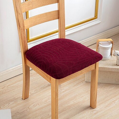 Jacquard-Sitzbezüge mit großen Blättern für das Esszimmer Stuhlhussen, leicht spritzwassergeschützt, kleiner Sitzkissenbezug, rutschfest, elastisch, gegen Katzenkratzen, 1 Stück Image
