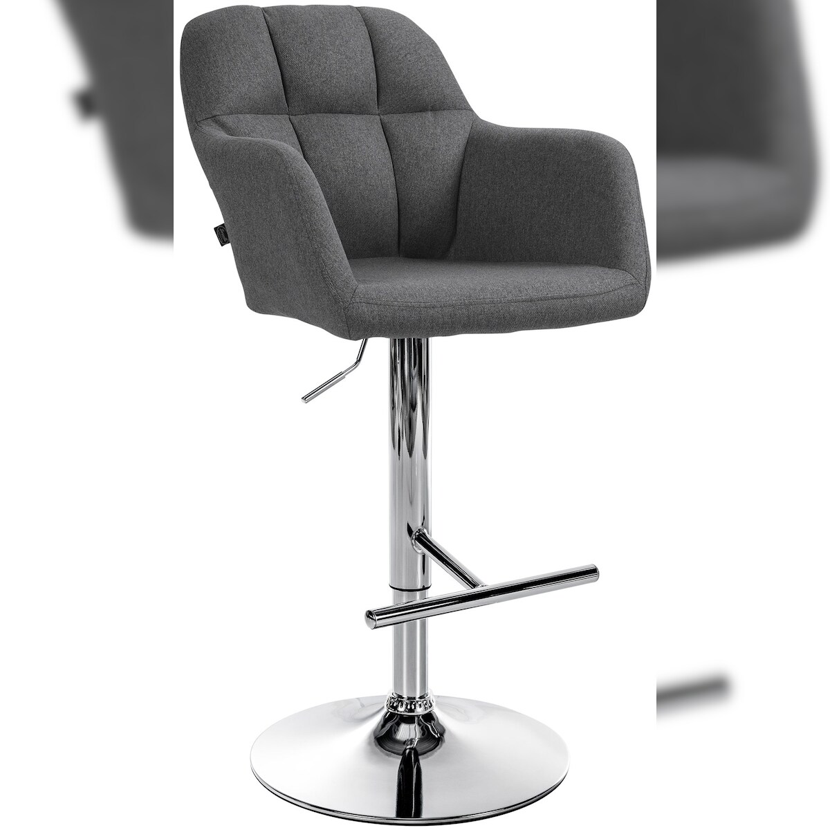 CLP Barhocker Natoma Stoff dunkelgrau/Metall in Chromoptik Image