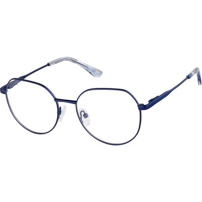 Zenni Geometric Glasses Blue Stainless Steel Full Rim Frame