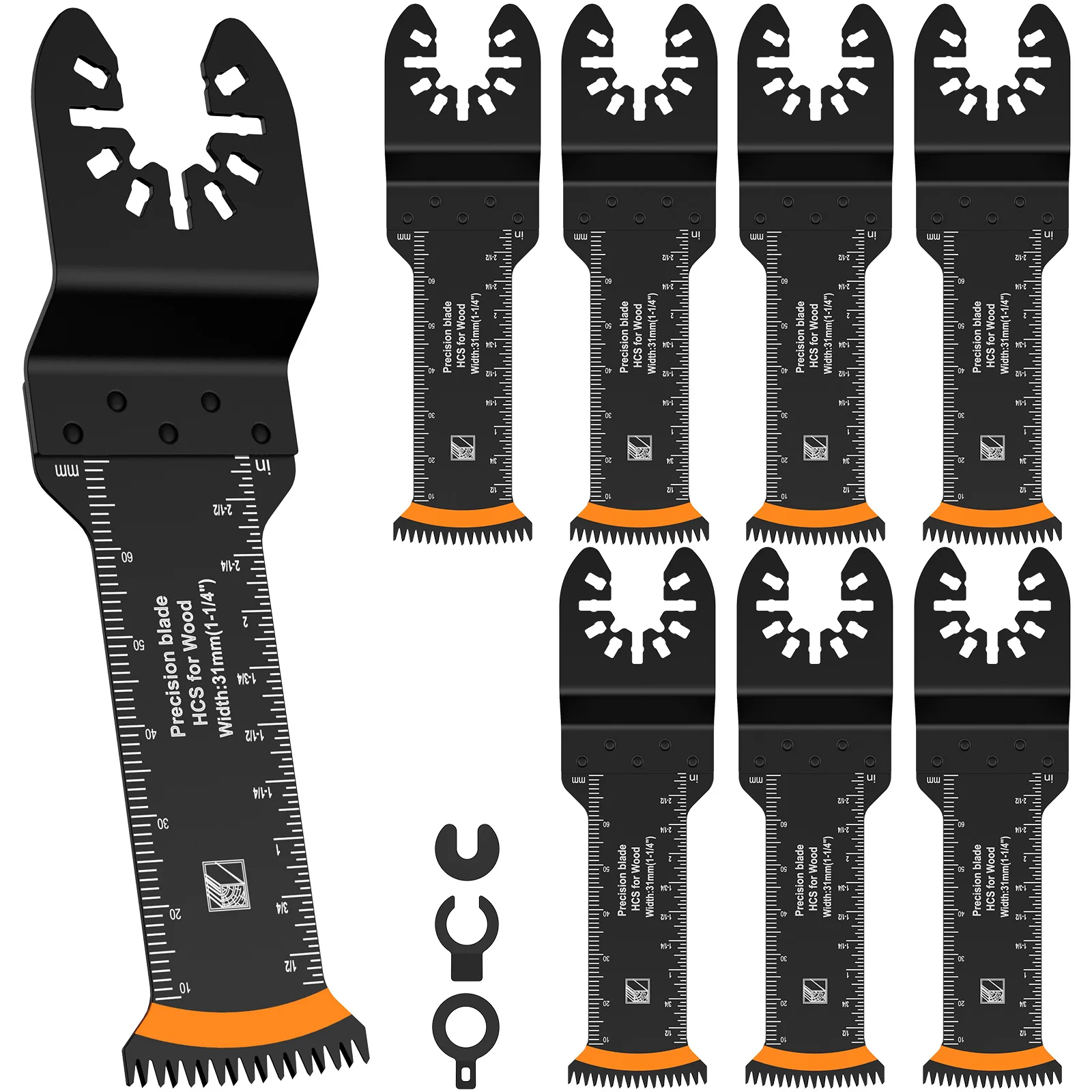 24/8 Stück oszillierende Sägeblätter HCS japanischer Zahn oszillierendes Multitool-Klinge zum Schneiden von Holz, Metall, Kunststoff, Schwanz, scharfes Sägeblatt Image