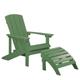 Beliani - Outdoor Lounger Chair Green Plastic Wood with Footstool for Patio Yard Adirondack