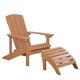 Beliani - Outdoor Lounger Chair Light Wood Plastic Wood with Footstool Adirondack