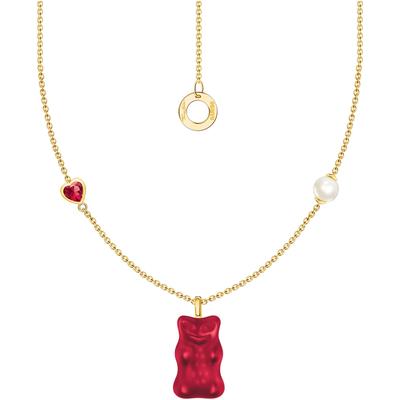 Kette mit Anhänger THOMAS SABO "THOMAS SABO x HARIBO Schmuck: Kette mit Goldbär Rot" Gr. 45, bunt (gelbgoldfarben, rot, 