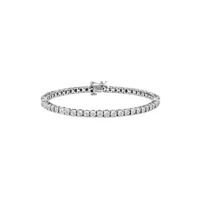 Women's Silver 1.0 Cttw Miracle-Set Diamond Tennis Bracelet - 10