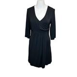 Athleta Dresses | Athleta Black 3/4 Sleeve Faux Wrap Jersey Knit Dress Size S Petite | Color: Black | Size: Sp