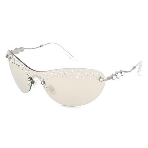 Swarovski 0SK7023 Damen-Sonnenbrille Randlos Eckig Metall-Gestell, grau