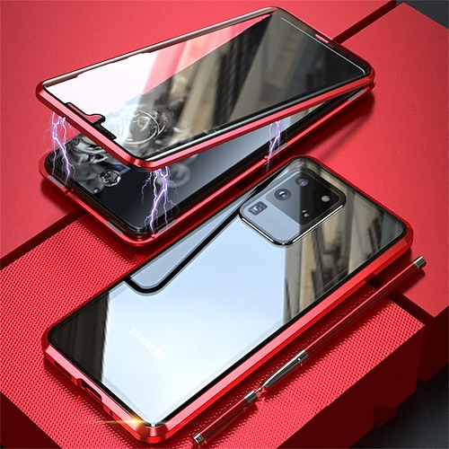 Handy Hülle Handyhüllen Für Samsung Galaxy S26 Ultra Plus S25 S24 S23 S22 S21 Ultra Plus Magnetische Adsorption Stoßrahmen Magnetisch Vollschutz Einfarbig Gehärtetes Glas Metall Image