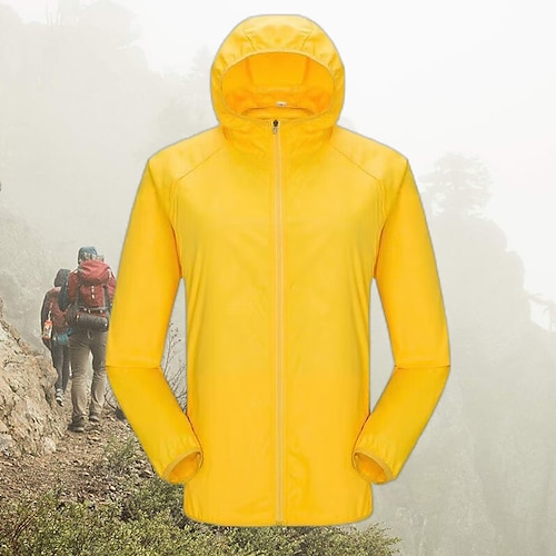 Herren Damen Regenjacke Windbreaker UPF 50 UV Sonnenschutz Reißverschluss Kapuzenpullover Langarm Angeln Laufen Wanderjacke Sommer Outdoor Packbar Schnelltrocknend Oberbekleidung Jacke Top Klettern Image