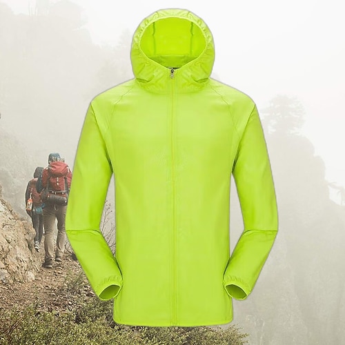 Herren Damen Regenjacke Windbreaker UPF 50 UV Sonnenschutz Reißverschluss Kapuzenpullover Langarm Angeln Laufen Wanderjacke Sommer Outdoor Packbar Schnelltrocknend Oberbekleidung Jacke Top Klettern Image