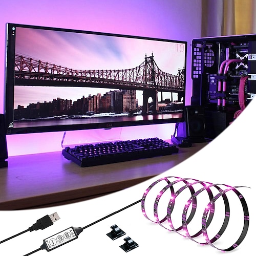 wasserdichte USB-LED-Lichtstreifen, RGB-Farbwechsel, 10–4,5 m, batteriebetriebene LED-Lichtstreifen, flexible batteriebetriebene LED-Leuchten mit 3 Tasten, IR-Controller für Schlafzimmer, Image
