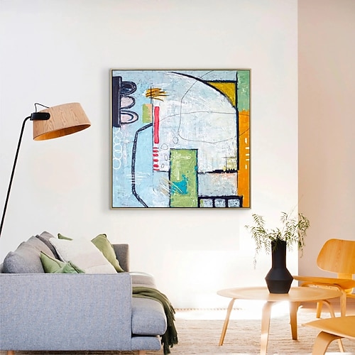 Original buntes abstraktes Gemälde auf Leinwand 3D strukturierte Wandkunst Boho moderne Leinwandkunst Wohnzimmer Dekor trendige Wohnkultur Hotel Kunstwerk Image