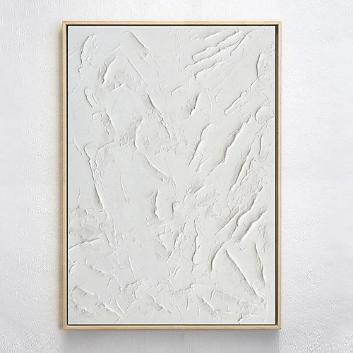 handgemaltes 3D strukturiertes weißes abstraktes Gemälde auf Leinwand 3D strukturierte Wandkunst Boho moderne Leinwandkunst Wohnzimmer Dekor Pattle Knife Ölgemälde Wohndekor Hotelkunststück Image