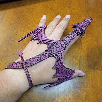 Leather Hand Dragon Bracelet - Vegetable Tanned Leather Hand Puppet with Scale Texture, Adjustable Fit for 5-6.5 Wrists - Unique Dragon Enthusiast Accessory