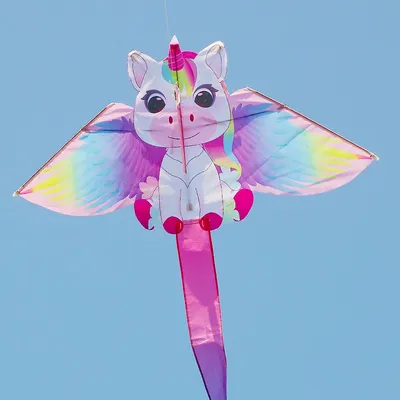 Yongjian Pink Unicorn Kite small kite suitable for children or beginners, easy to fly With 50m kite