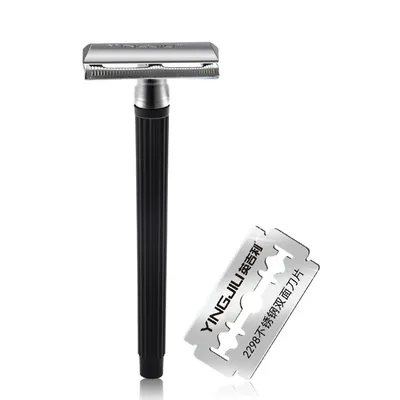 1 Razor Handle + 1 Blade Men Shaving Classic Manual Shaver Double Edges Safety Razors Metal