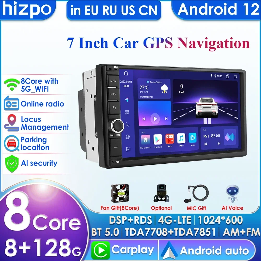 8G+128G 7862 7inch 2din Android Autoradio for Univeral Car Radio Multimedia Video Player GPS Navigation Head Unit Carplay 4G RDS