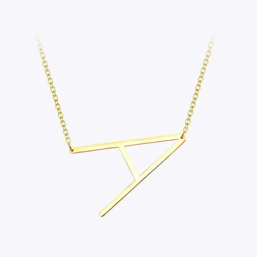 EnFashion Letter Necklaces Alphabet Initial Pendants Necklace Gold Color Stainless Steel Choker Necklace for Women Jewelry