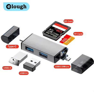 elough 7 in 1 USB 3.0 Adapter TF SD Card Reader Multifunction USB C Cardreader Conventor for iPhone