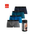Boxer BRUNO BANANI "Boxershorts für Herren", Herren, Gr. XXL (8), bunt (blaupetrol, navy, royalblau, grau meliert), Jersey, Obermaterial: 95% Baumwolle, 5% Elasthan, unifarben, körpernah, Unterhosen, in der Dose verpackt