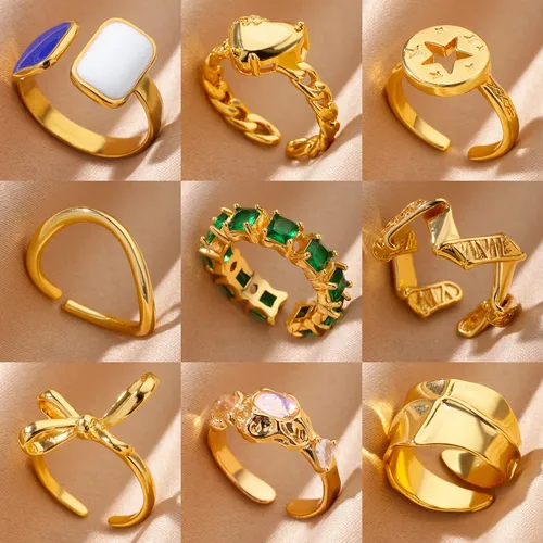 Ringe für Frauen offen Gold Farbe 316l Edelstahl Ring weibliches Paar Bowknot ästhetischen Schmuck