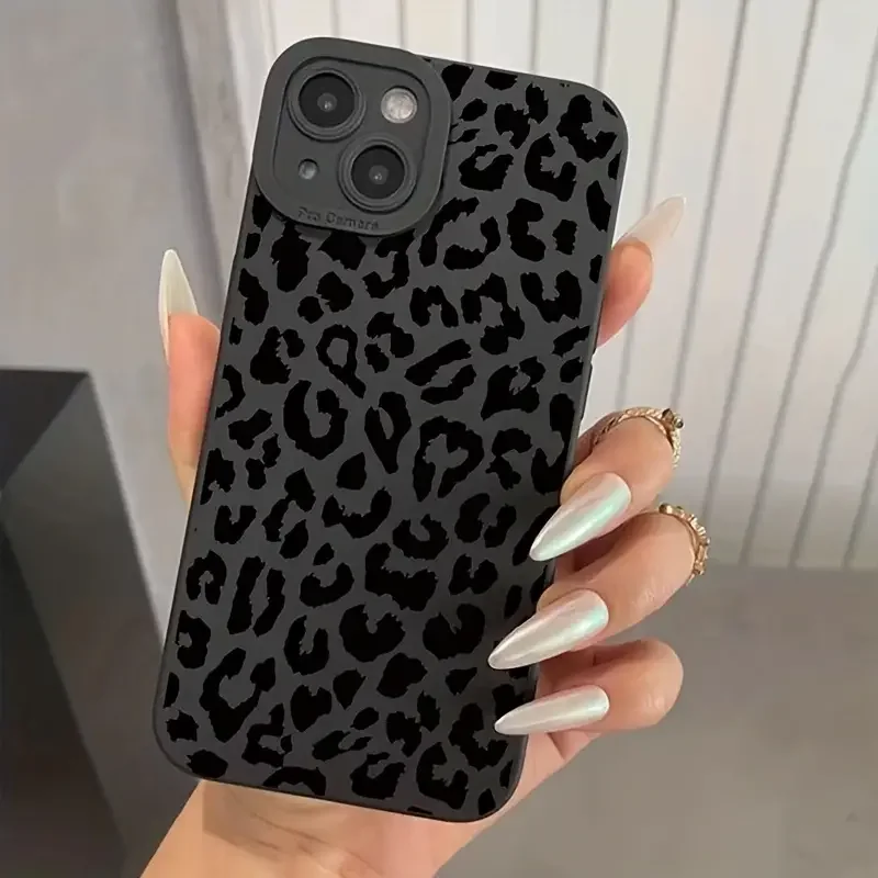 Schwarze Handyhülle mit Leopardenmuster für Samsung Galaxy S26 A35 A55 5G A34 A54 A33 A53 S25 S24 Ultra S23 S22 Plus S21 FE Cover Image