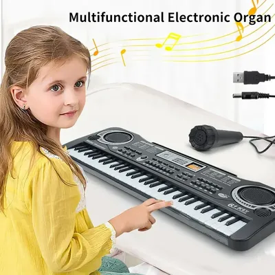 Kids Keyboard with Microphone Kids Piano Keyboard for Beginners Electronic Piano with 61 Keys Music