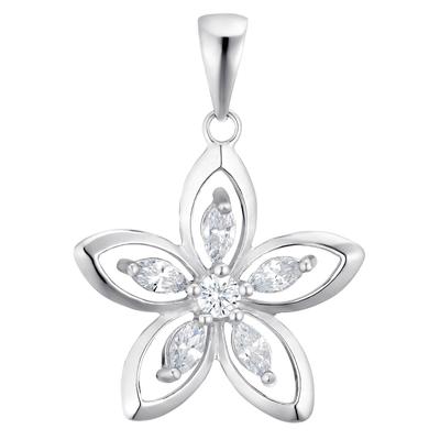 Blumen-Anhänger AMOR "2023215", silber (silberfarben, kristallweiß, kristallweiß), Schmuckanhänger, Damen, Silber 925 (Sterlingsilber), 1,50 g, mit Zirkonia (synth.) Image