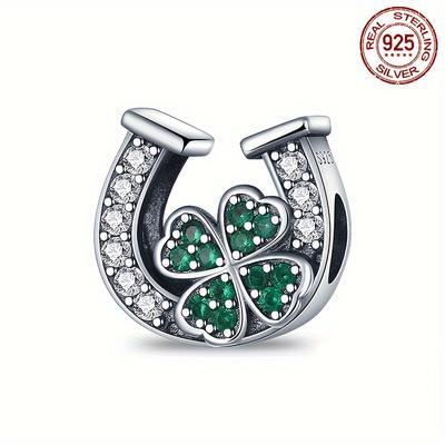 1pc 925 Sterling Silver Horseshoe Lucky 4 Leaf Clover Beads U-shaped Series Of Charms Pendant Fit Bracelet Necklace Women Jewelry Making