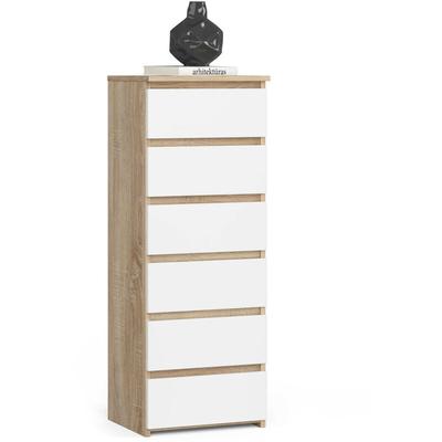 Kommode AKORD CL6 Sonoma-Eiche 40 cm 6 Schubladen Front Weiß B40 x H109 x T35 cm Image