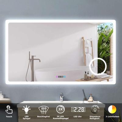 Acezanble - Badspiegel mit Beleuchtung Badezimmerspiegel Wandspiegel Lichtspiegel140 x 80 cm