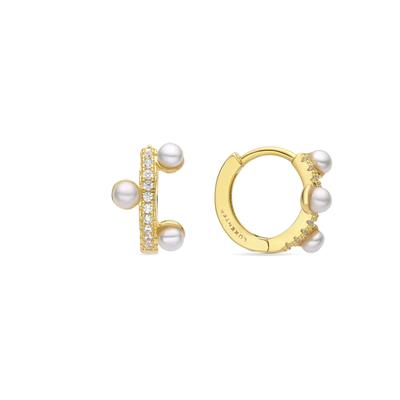 Luxenter Ahud White Pearl Ohrringe aus 18 Karat Gelbgold