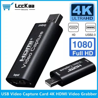 LccKaa 4K Video Capture Card USB 2.0 HDMI Video Grabber for PS4 Game DVD Camcorder Camera Record