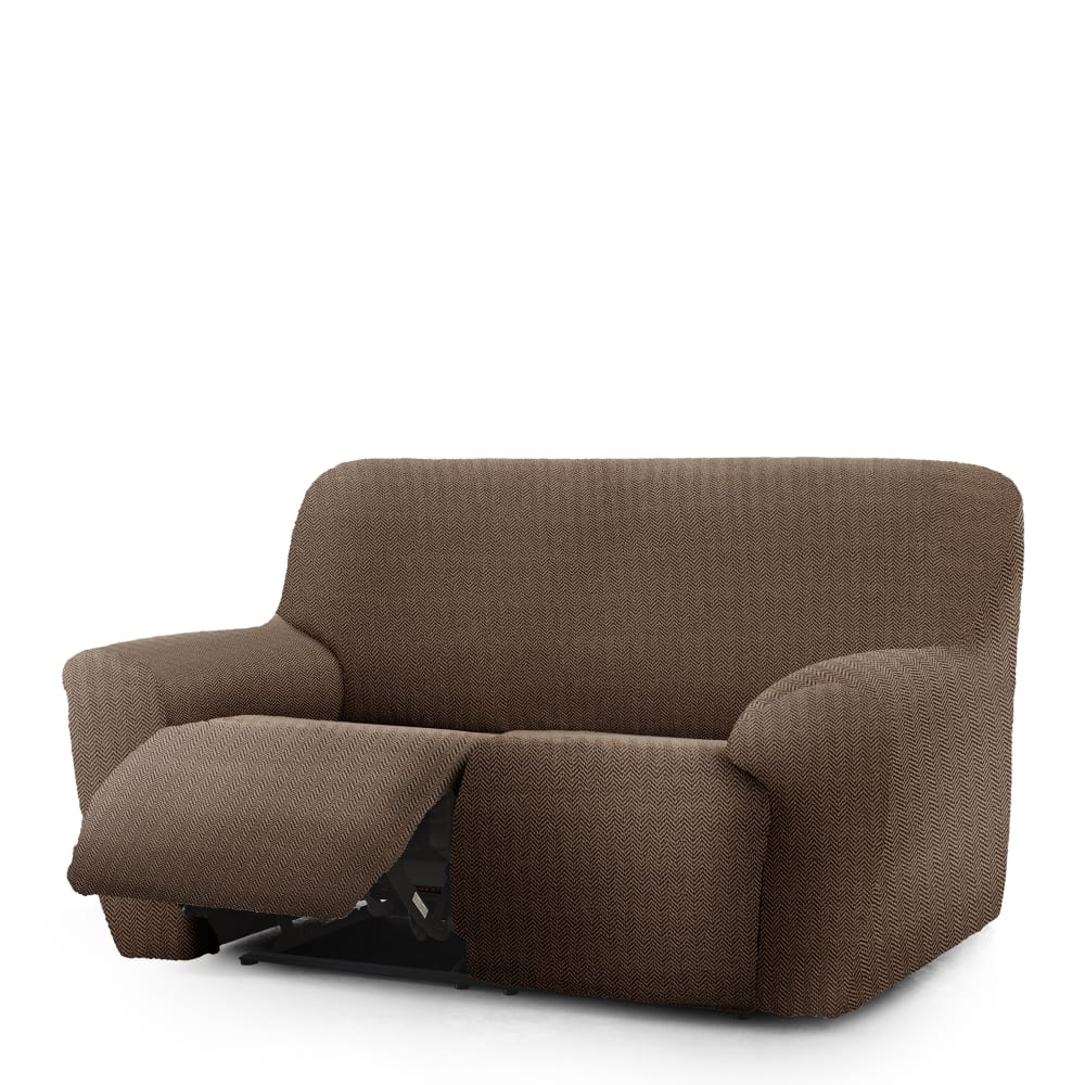 Housse de canapé relax extensible 3 places x 2 marron 200 * 260 cm