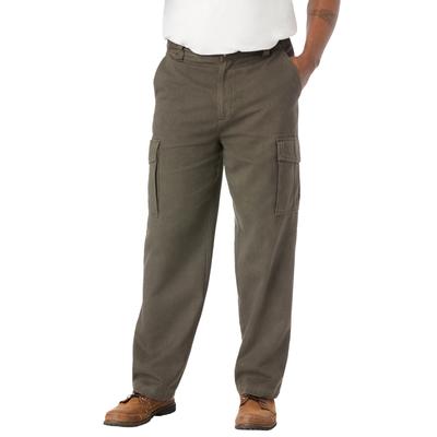 Men's Big & Tall Renegade Side-Elastic Waist Cargo Pants by Boulder Creek in Black Olive (Size 60 40)