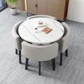 Business Office Hotel Lobby Dining Table Set - 1 Table and 4 Chairs, Business Coffee Table, Office Table and Chair Set, Leisure Area Small Round Table for Home Balcony(Color:Light Gray)