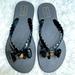 Kate Spade Shoes | Kate Spade Women’s Denise Black Flip Flops Sandals Bow Spade Size 7 | Color: Black/Gold | Size: 7