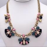 J. Crew Jewelry | J. Crew Jeweled Fan Necklace | Color: Blue/Pink | Size: Os