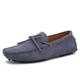Men's Loafers Shoes Square Toe Nubuck Leather Moccasins Driving Loafers Flexible Anti-Slip Lightweight Wedding Party Slip On(Color:Grey,Size:6 UK)