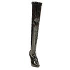 Womens Ladies Sexy Thigh High Kinky Fetish Over The Knee Stiletto Heel Full Side Zip Boots Size UK 4-12 (UK 10, Black Patent)