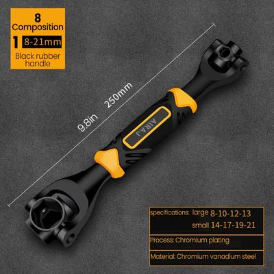 TEMU Airaj 8/52 In 1 Wrench Anti Slip Rubber Handle Chromium Steel Multi Functional Manual Tool Image
