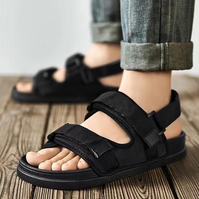 TEMU Men's Casual Sandals With Fabric Uppers, Outdoor Anti-skid Hook & Loop Fastener Summer Beach Sandals For Outdoor Walking Image